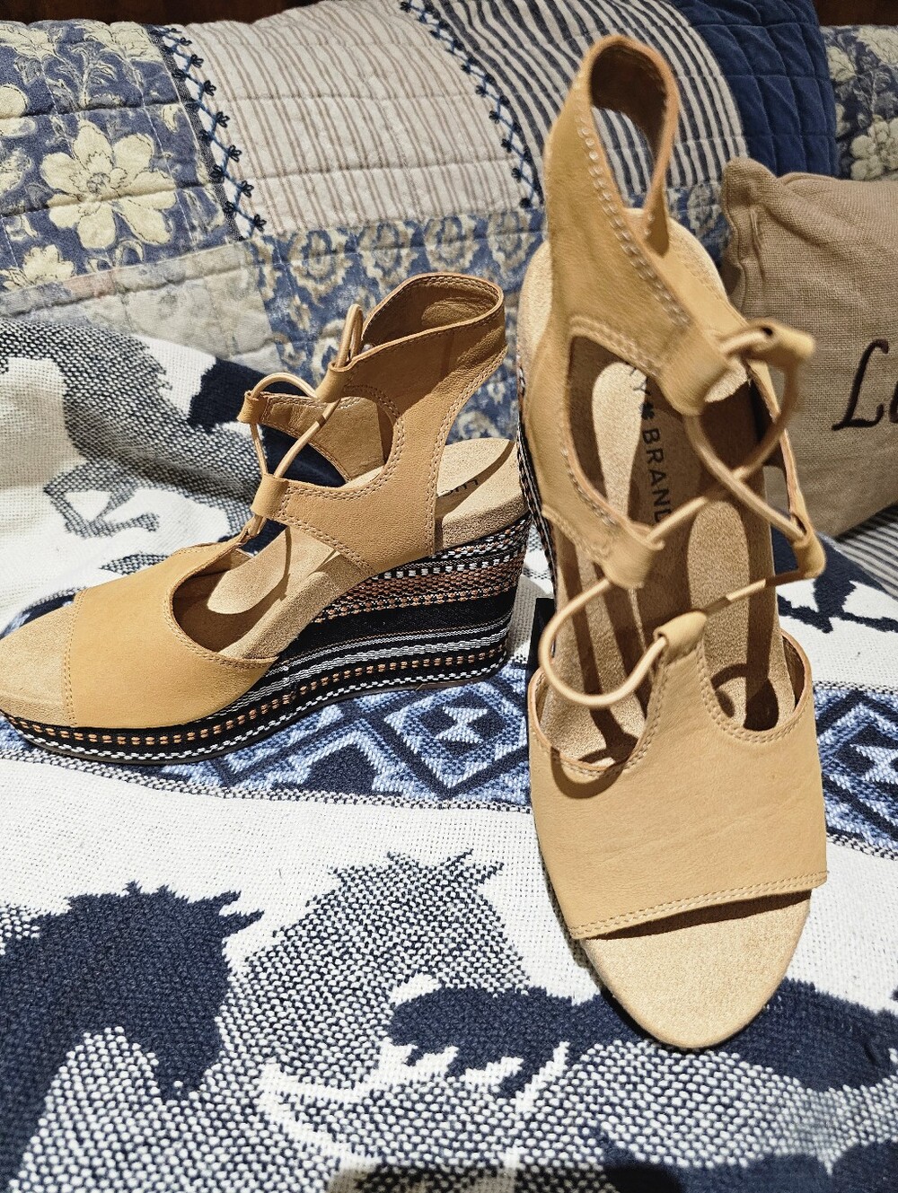 Lucky Brand Women’s Tan Espadrille Wedge Sandals, NIB